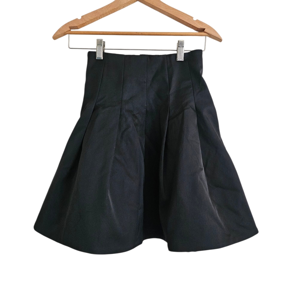 COS Black A-Line Avant Garde Party Pleated Voluminous Mini Skirt, Size 2